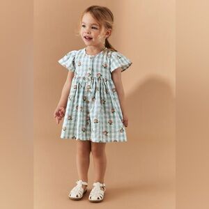 Next green and White Gingham Kids Dress
